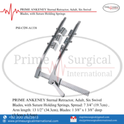 PRIME ANKENEY Sternal Retractor, Adult, Six Swivel Blades, with Suture Holding Springs