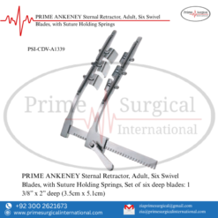 PRIME ANKENEY Sternal Retractor, Adult, Six Swivel Blades, with Suture Holding Springs