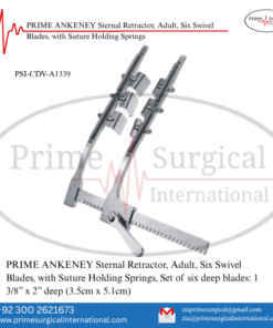 PRIME ANKENEY Sternal Retractor, Adult, Six Swivel Blades, with Suture Holding Springs