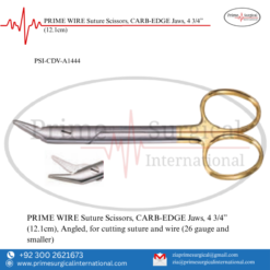 PRIME WIRE Suture Scissors, CARB-EDGE Jaws, 4 3/4” (12.1cm)