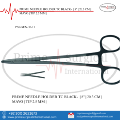 NEEDLE HOLDER TC BLACK-  | 8" | 20.3 CM | MAYO | TIP 2.5 MM |
