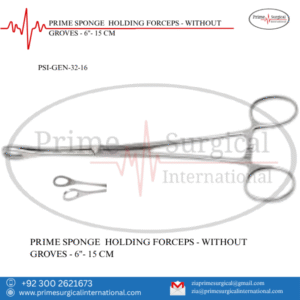 SPONGE  HOLDING FORCEPS - WITHOUT GROVES - 6"- 15 CM