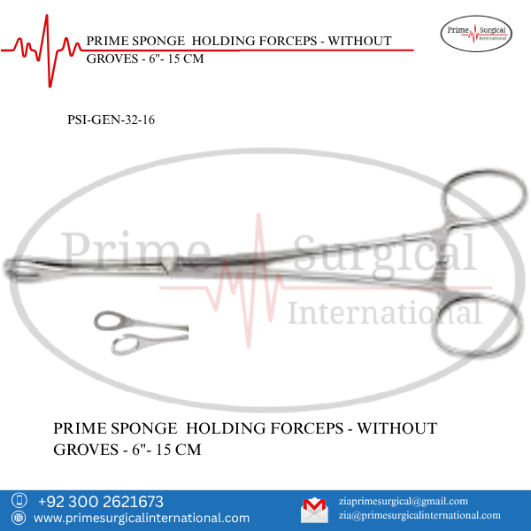 SPONGE HOLDING FORCEPS - WITHOUT GROVES - 6"- 15 CM