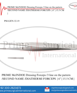 McINDOE Dressing Forceps
3 line on the pattern
SECOND NAME
DIATHERMI FORCEPS  | 6" | 15.5 CM |