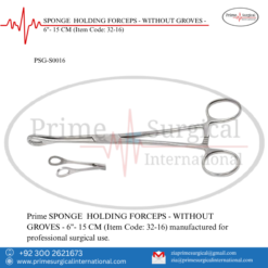 PRIME SPONGE HOLDING FORCEPS - WITHOUT GROVES - 6"- 15 CM