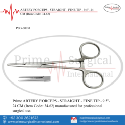 PRIME ARTERY FORCEPS - STRAIGHT - FINE TIP - 9.5"- 24 CM