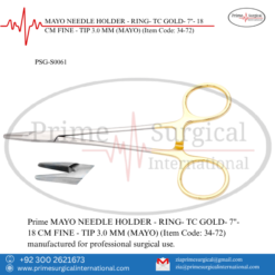 PRIME MAYO NEEDLE HOLDER - RING- TC GOLD- 7"- 18 CM FINE - TIP 3.0 MM (MAYO)