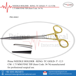 PRIME NEEDLE HOLDER - RING- TC GOLD- 5"- 12.5 CM- 1.75 MM FINE TIPM