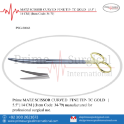 PRIME MATZ SCISSOR CURVED FINE TIP- TC GOLD | 5.5" | 14 CM |