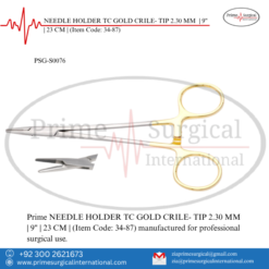 PRIME NEEDLE HOLDER TC GOLD CRILE- TIP 2.30 MM | 9" | 23 CM |
