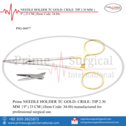 PRIME NEEDLE HOLDER TC GOLD- CRILE- TIP 2.30 MM | 9" | 23 CM |