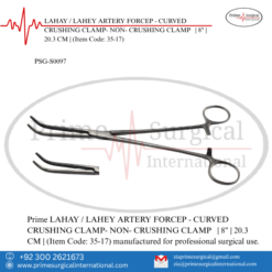 PRIME LAHAY / LAHEY ARTERY FORCEP - CURVED CRUSHING CLAMP- NON- CRUSHING CLAMP | 8" | 20.3 CM |