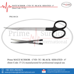 PRIME MATZ SCISSOR - CVD- TC- BLACK- SERATED - 4"
