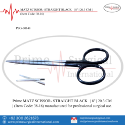 PRIME MATZ SCISSOR- STRAIGHT BLACK | 8" | 20.3 CM |
