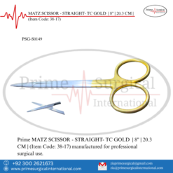 PRIME MATZ SCISSOR - STRAIGHT- TC GOLD | 8" | 20.3 CM |