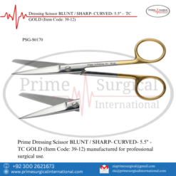 PRIME Dressing Scissor Blunt / Sharp - BLUNT / SHARP- CURVED- 5.5" - TC GOLD