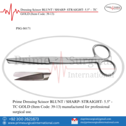 PRIME Dressing Scissor Blunt / Sharp - BLUNT / SHARP- STRAIGHT- 5.5" - TC GOLD