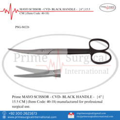 PRIME MAYO SCISSOR - CVD- BLACK HANDLE - | 6" | 15.5 CM |