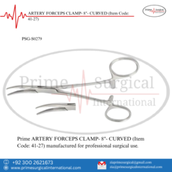 PRIME ARTERY FORCEPS CLAMP- 8"- CURVED