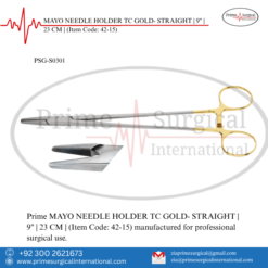 PRIME MAYO NEEDLE HOLDER TC GOLD- STRAIGHT | 9" | 23 CM |