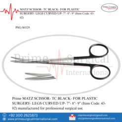 PRIME MATZ SCISSOR- TC BLACK- FOR PLASTIC SURGERY- LEGS CURVED UP- 7"- 8"- 9"
