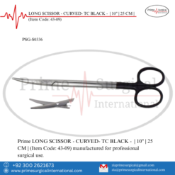 PRIME LONG SCISSOR - CURVED- TC BLACK - | 10" | 25 CM |