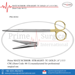 PRIME MATZ SCISSOR- STRAIGHT- TC GOLD | 6" | 15.5 CM |