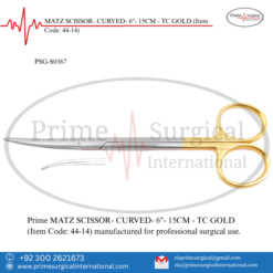 PRIME MATZ SCISSOR- CURVED- 6"- 15CM - TC GOLD