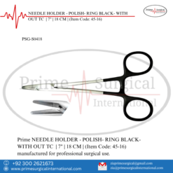 PRIME NEEDLE HOLDER - POLISH- RING BLACK- WITH OUT TC | 7" | 18 CM |