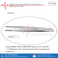PRIME DISSECTING FORCEP PLAIN |10" |25.5CM| TIP 2.75 MM