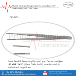 PRIME Dunhill Dissecting Forceps Light, fine serrated jaws | 145 MM LONG |
