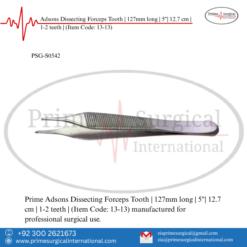 PRIME Adsons Dissecting Forceps Tooth | 127mm long | 5"| 12.7 cm | 1-2 teeth |