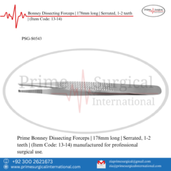 PRIME Bonney Dissecting Forceps | 178mm long | Serrated, 1-2 teeth |
