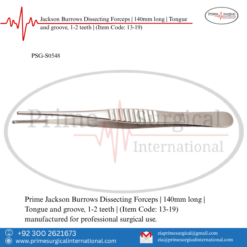 PRIME Jackson Burrows Dissecting Forceps | 140mm long | Tongue and groove, 1-2 teeth |