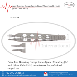 PRIME Jean Dissecting Forceps Serrated jaws, 178mm long | 2-3 teeth |