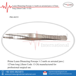 PRIME Lanes Dissecting Forceps 1-2 teeth on serrated jaws | 127mm long |
