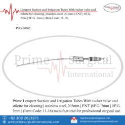 PRIME Lempert Suction and Irrigation Tubes With tucker valve and stilette for cleaning | stainless steel, 203mm | ENT | 6F.G. 2mm | 9F.G. 3mm |