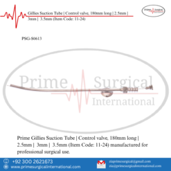 PRIME Gillies Suction Tube | Control valve, 180mm long | 2.5mm | 3mm | 3.5mm