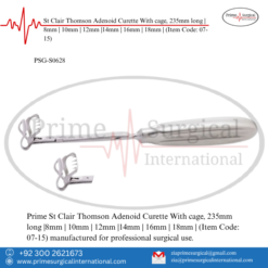 PRIME St Clair Thomson Adenoid Curette With cage, 235mm long | 8mm | 10mm | 12mm |14mm | 16mm | 18mm |