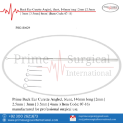PRIME Buck Ear Curette Angled, blunt, 146mm long | 2mm | 2.5mm | 3mm | 3.5mm | 4mm |