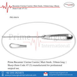 PRIME Recamier Uterine Curette | Matt finish, 310mm long | Sharp