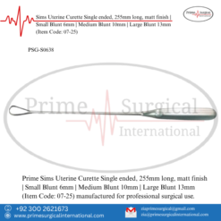 PRIME Sims Uterine Curette Single ended, 255mm long, matt finish | Small Blunt 6mm | Medium Blunt 10mm | Large Blunt 13mm