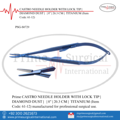 PRIME CASTRO NEEDLE HOLDER WITH LOCK TIP | DIAMOND DUST | | 8" | 20.3 CM | TITANIUM