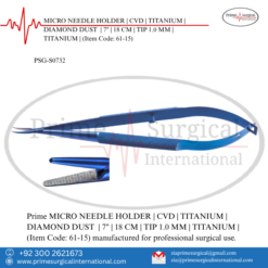 PRIME MICRO NEEDLE HOLDER | CVD | TITANIUM | DIAMOND DUST | 7" | 18 CM | TIP ---MM | TITANIUM |