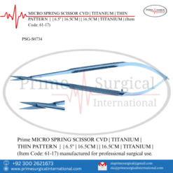 PRIME MICRO SPRING SCISSOR CVD | TITANIUM | THIN PATTERN | | 6.5" | 16.5CM | | 16.5CM | TITANIUM |