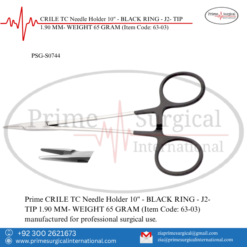 PRIME CRILE TC Needle Holder 10" - BLACK RING - J2- TIP 1.90 MM- WEIGHT 65 GRAM