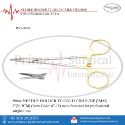 PRIME NEEDLE HOLDER TC GOLD CRILE-TIP |2MM| 8"|20.5CM|
